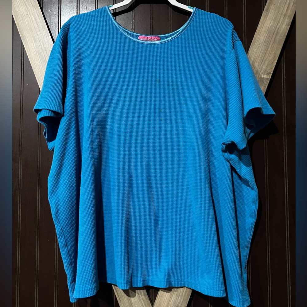 Woman Within Blue Knit Top Short Sleeve